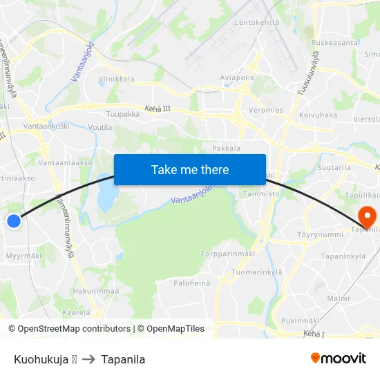 Kuohukuja 🛒 to Tapanila map