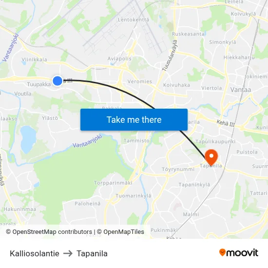 Kalliosola Road to Tapanila map