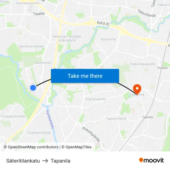 Säteritila Street to Tapanila map