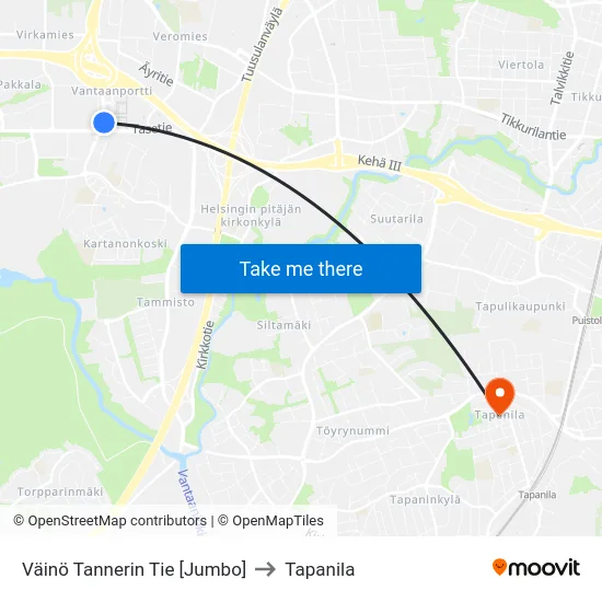 Väinö Tannerin Tie  [Jumbo] to Tapanila map