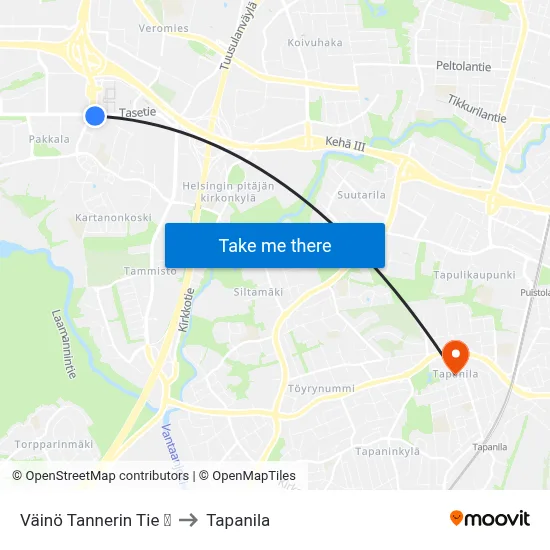 Väinö Tannerin Tie  🛍️ to Tapanila map