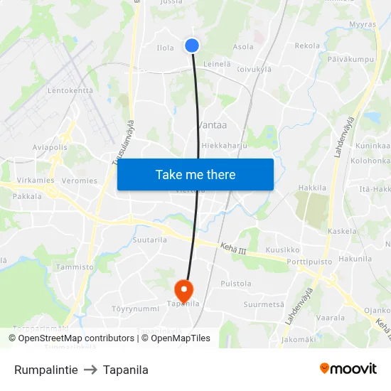 Rumpalintie Road to Tapanila map