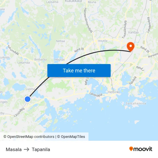 Masala to Tapanila map