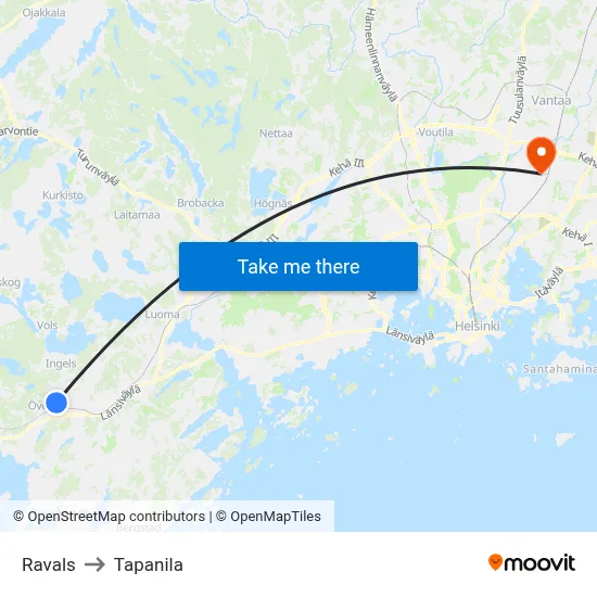 Ravals to Tapanila map