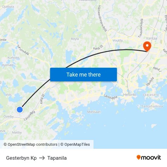 Gesterby Mall to Tapanila map