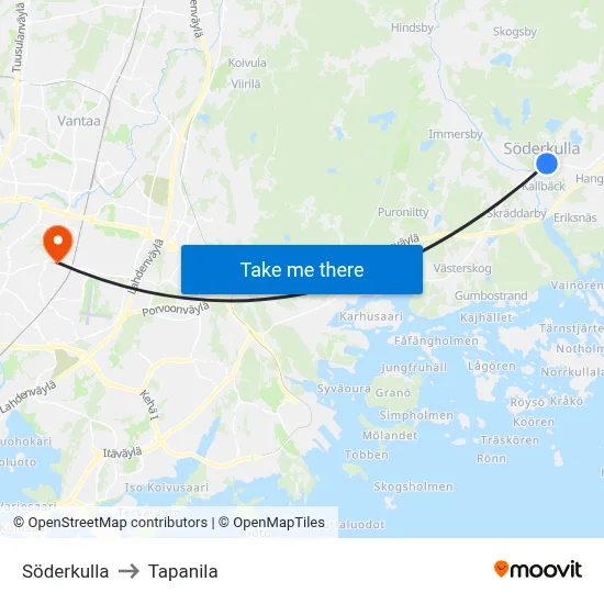 Söderkulla to Tapanila map