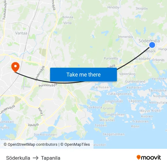 Söderkulla to Tapanila map