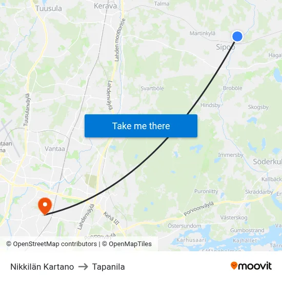 Nikkilän Kartano to Tapanila map