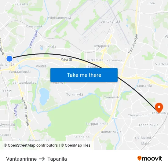 Vantaa Slope to Tapanila map