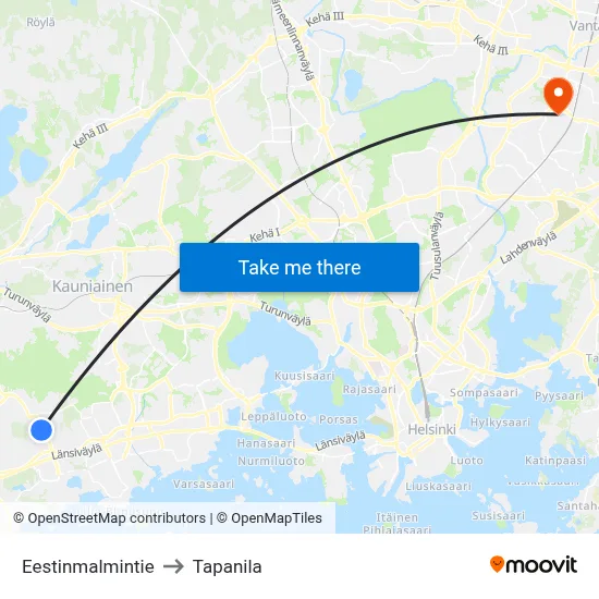 Estonia Hill Road to Tapanila map