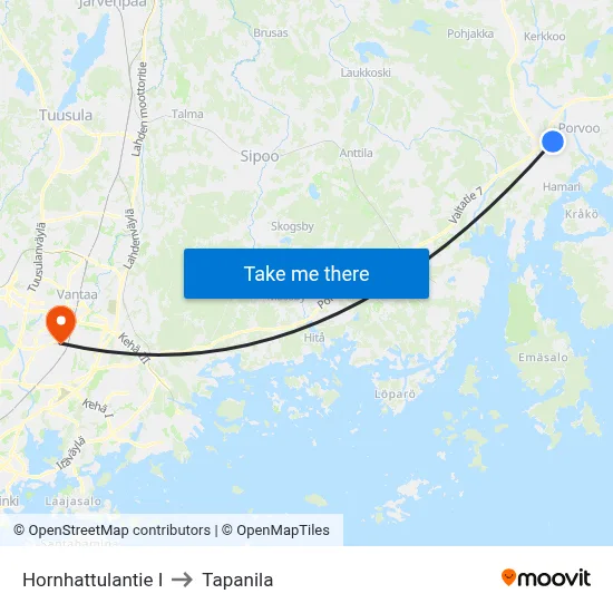 Hornhattula Road E to Tapanila map
