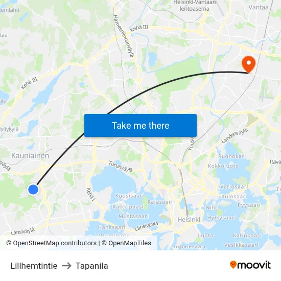Lillhemt Road to Tapanila map