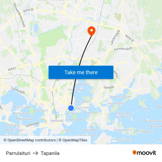 Log Pier to Tapanila map