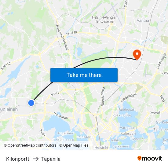 Kilonportti to Tapanila map