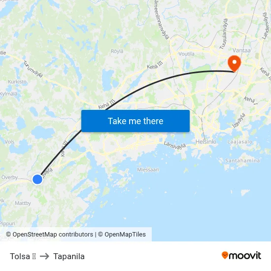 Tolsa 🚆 to Tapanila map
