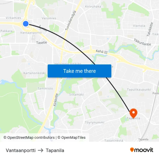 Vantaanportti to Tapanila map
