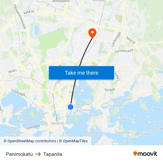 Panimokatu to Tapanila map
