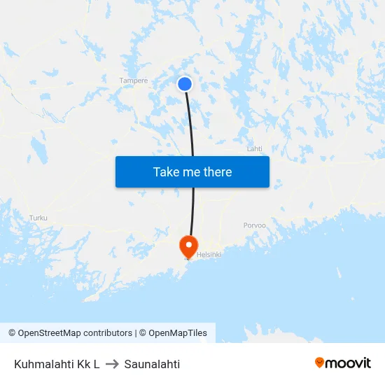 Kuhmalahti Church West to Saunalahti map