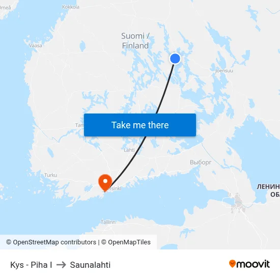 KYS Hospital Yard E to Saunalahti map