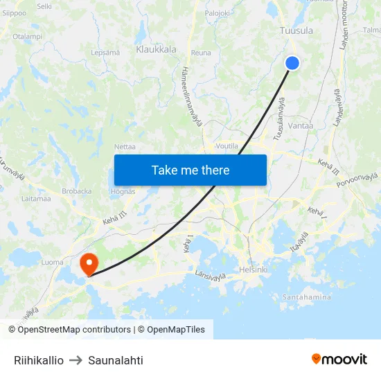 Riihikallio to Saunalahti map
