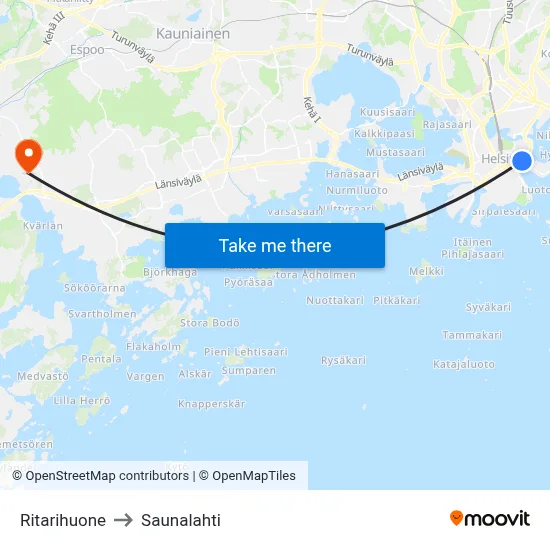 House of Nobility to Saunalahti map