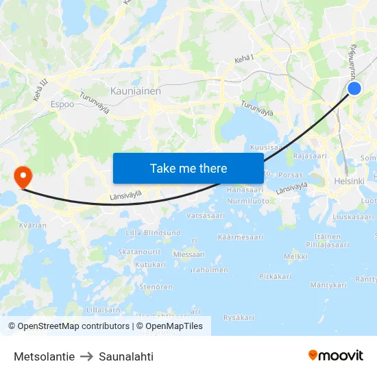 Metsola Road to Saunalahti map