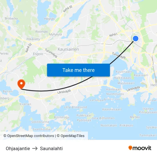 Ohjaajantie to Saunalahti map