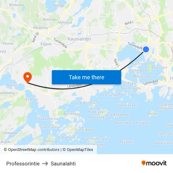 Professorintie to Saunalahti map