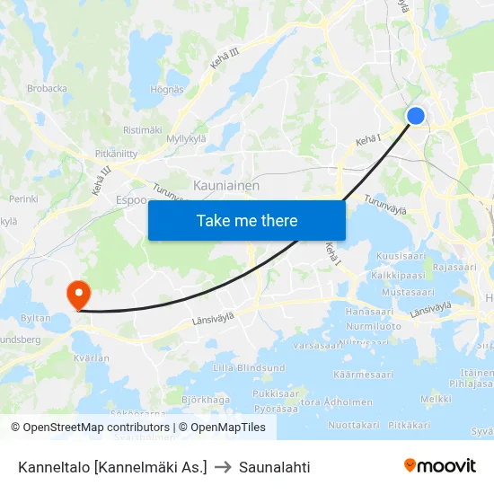 Kanneltalo [Kannelmaki Station] to Saunalahti map