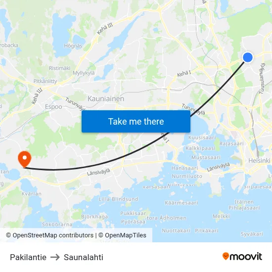 Pakila Road to Saunalahti map