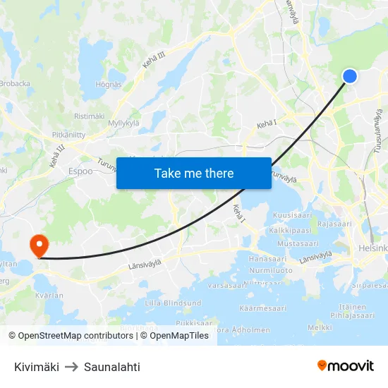 Kivimäki to Saunalahti map