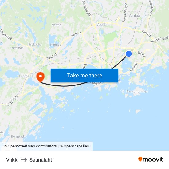 Viikki to Saunalahti map