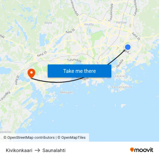Kivikko Arc to Saunalahti map