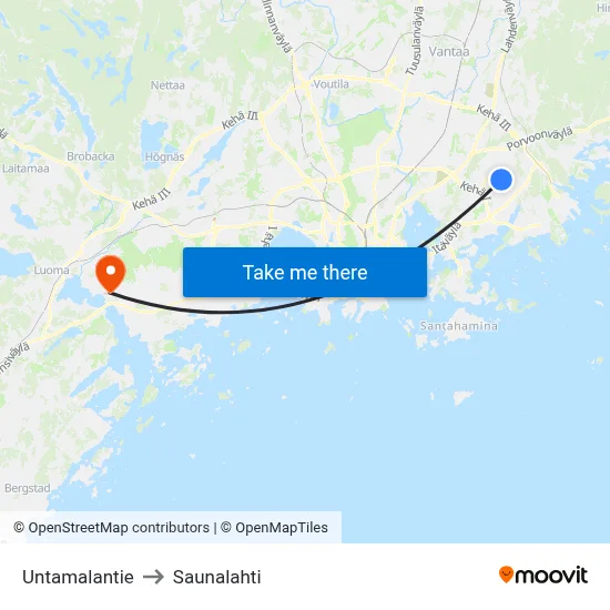 Untamala Road to Saunalahti map