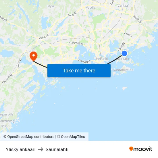 Yliskyla Arc to Saunalahti map