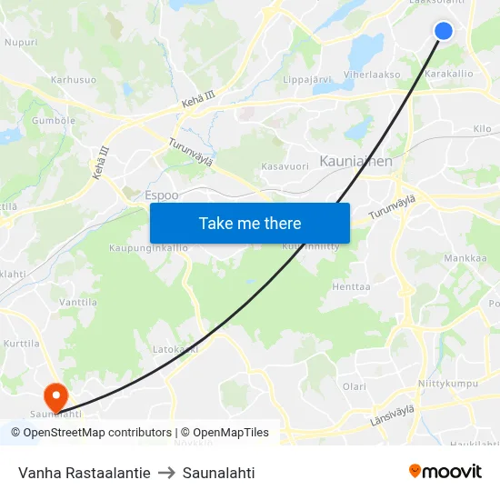 Old Rastaala Road to Saunalahti map