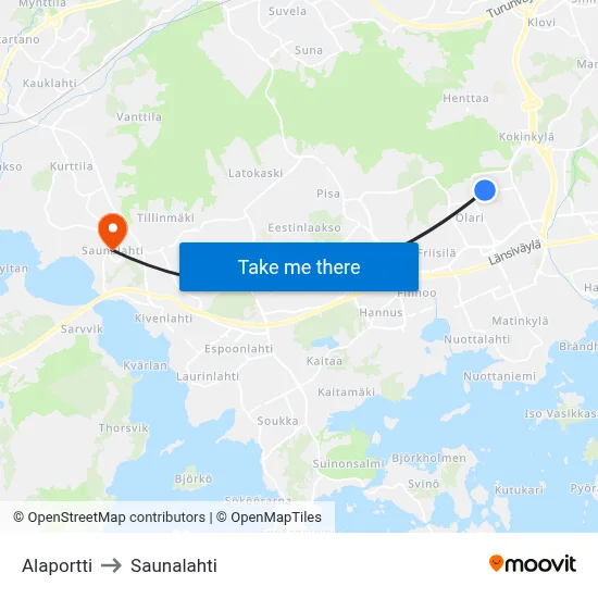 Lower Gate to Saunalahti map
