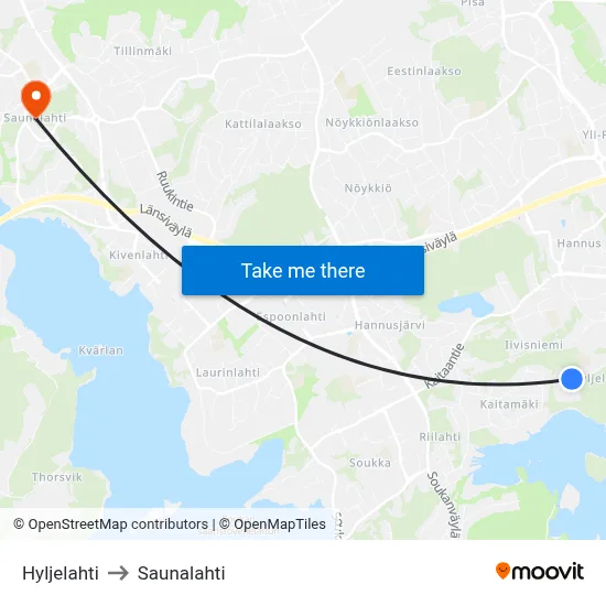Seal Bay to Saunalahti map