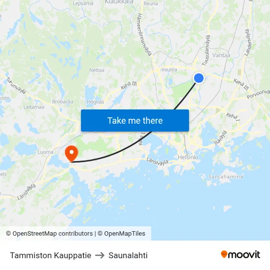 Tammisto Shopping Street to Saunalahti map