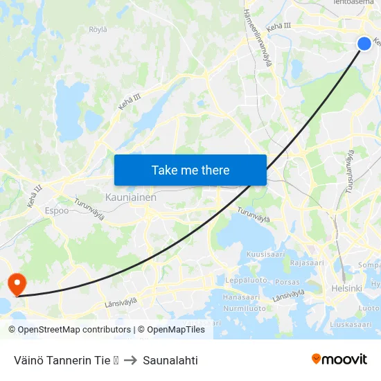 Väinö Tannerin Tie  🛍️ to Saunalahti map