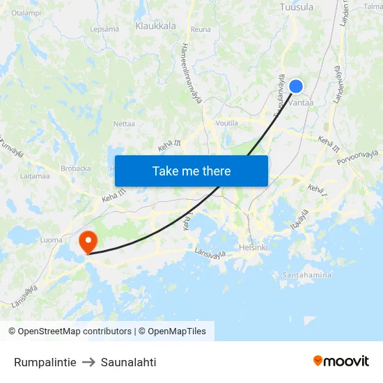 Rumpalintie Road to Saunalahti map