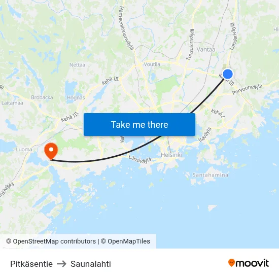 Pitkänen Road to Saunalahti map