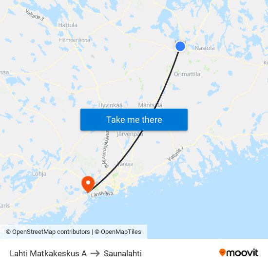 Lahti Matkakeskus A to Saunalahti map