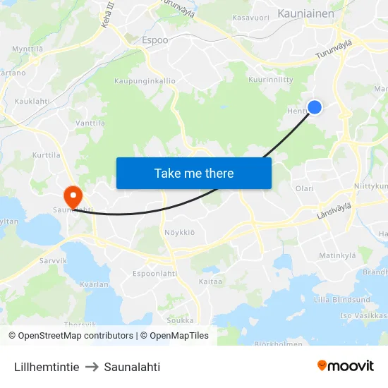 Lillhemt Road to Saunalahti map