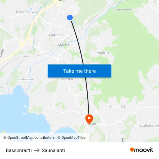 Basse Path to Saunalahti map