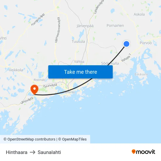 Hinthaara to Saunalahti map