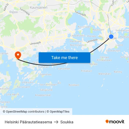 Helsinki Päärautatieasema to Soukka map