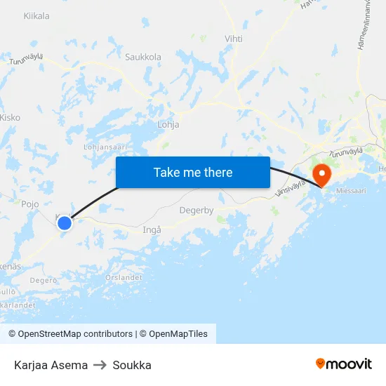 Karjaa Station to Soukka map