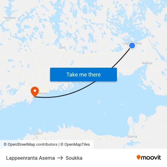 Lappeenranta Asema to Soukka map