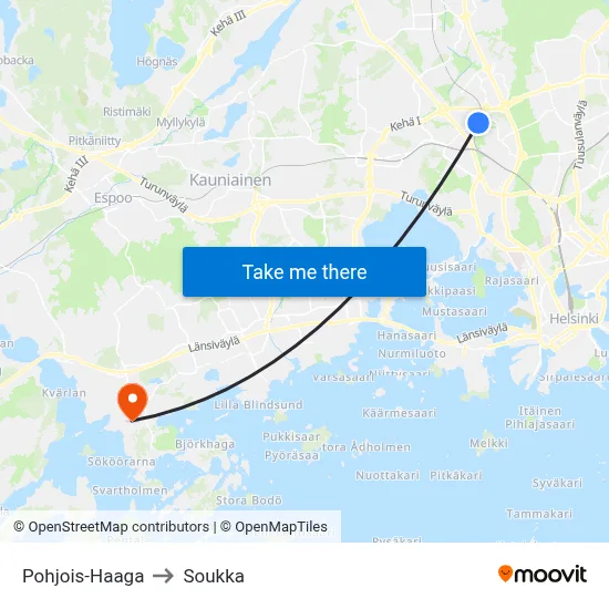 North Haaga to Soukka map